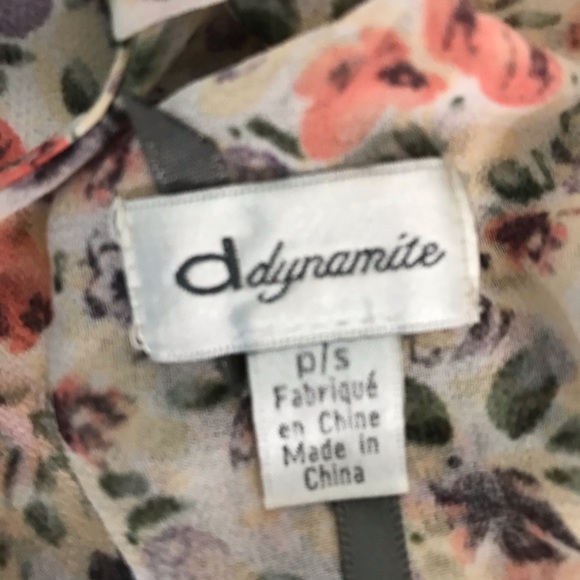 Dynamite Woman’s Size Small Sheer Top Blouse Crossover Back Straps Floral Boho - Picture 7 of 9